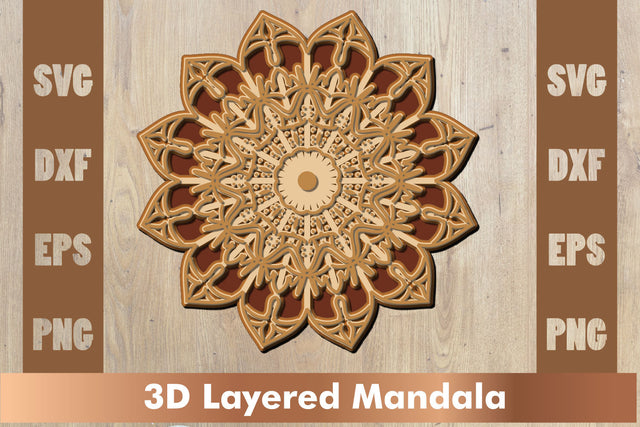 Layered mandala SVG, 3d mandala SVG, Cut File Mandala design dxf SVG artnoy 