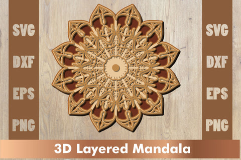 Layered mandala SVG, 3d mandala SVG, Cut File Mandala design dxf SVG artnoy 