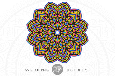 Layered mandala SVG, mandala papercraft, 5 layers SVG Artisan Craft SVG 