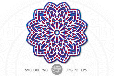 Layered mandala SVG, mandala papercraft, 5 layers SVG Artisan Craft SVG 