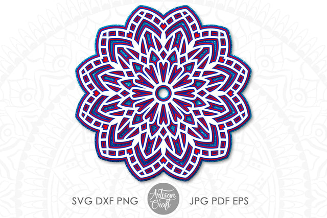 Layered mandala SVG, mandala papercraft, 5 layers SVG Artisan Craft SVG 