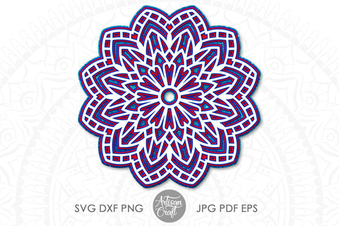 Layered mandala SVG, mandala papercraft, 5 layers SVG Artisan Craft SVG 