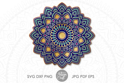 Layered mandala SVG, multi layer mandala, cricut papercraft, 3d layered mandala svg, 5 Layers SVG Artisan Craft SVG 