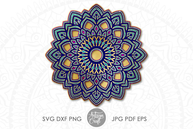 Layered mandala SVG, multi layer mandala, cricut papercraft, 3d layered mandala svg, 5 Layers SVG Artisan Craft SVG 
