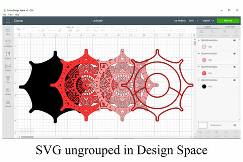 Layered Mandala with Hearts 3D Design 4 Layers SVG SVG Digital Honeybee 