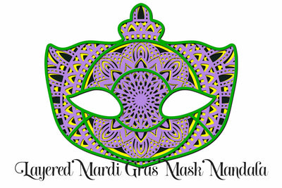 Layered Mardi Gras Mask Mandala 3D SVG Design SVG Digital Honeybee 
