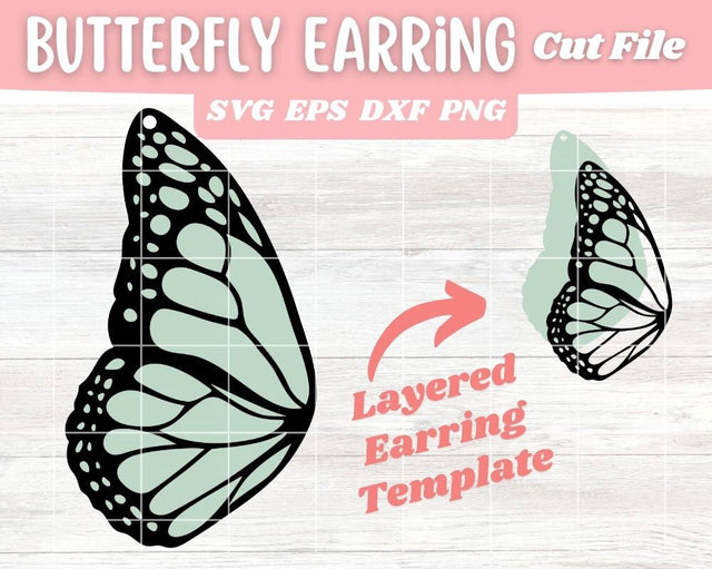 Layered Monarch Butterfly Wing Earrings SVG Cut File, Laser Earring Cut File for Glowforge SVG Apple Grove Designs 