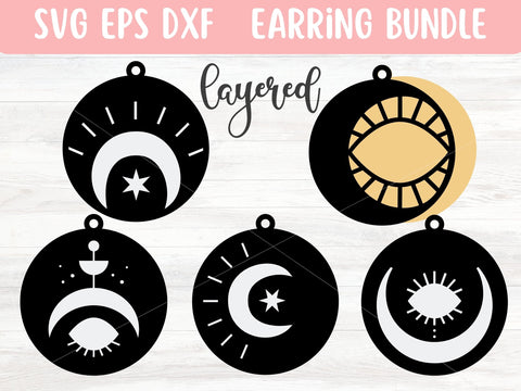 Layered Moon Earrings SVG Bundle, Laser Earring Cut File for Glowforge, Digital Download Commercial Use SVG Apple Grove Designs 