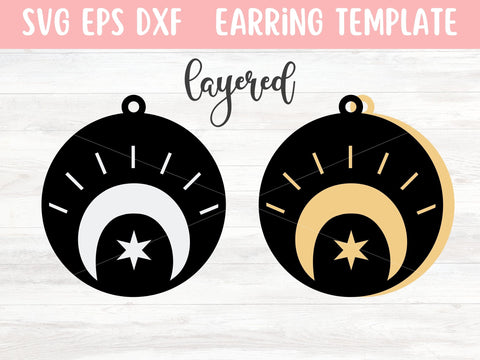 Layered Moon Earrings SVG Cut File, Laser Earring Cut File for Glowforge SVG Apple Grove Designs 