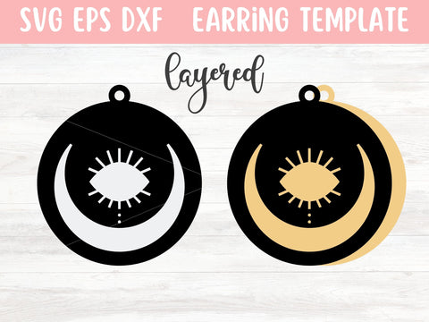 Layered Moon Earrings SVG Cut File, Laser Earring Cut File for Glowforge SVG Apple Grove Designs 