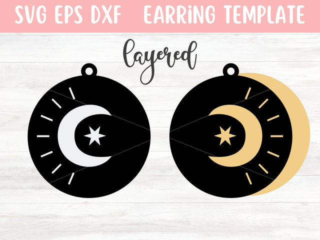 Layered Moon Earrings SVG Cut File, Laser Earring Cut File for Glowforge SVG Apple Grove Designs 