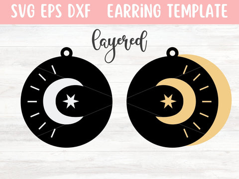 Layered Moon Earrings SVG Cut File, Laser Earring Cut File for Glowforge SVG Apple Grove Designs 