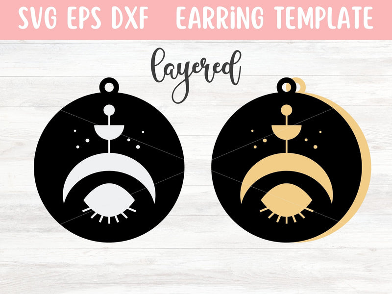 Layered Moon Earrings SVG Cut File, Laser Earring Cut File for Glowforge SVG Apple Grove Designs 