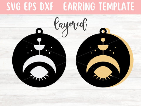 Layered Moon Earrings SVG Cut File, Laser Earring Cut File for Glowforge SVG Apple Grove Designs 