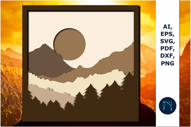 Layered Mountain, Wall art 3D for Cricut SVG MD JOYNAL ABDIN 