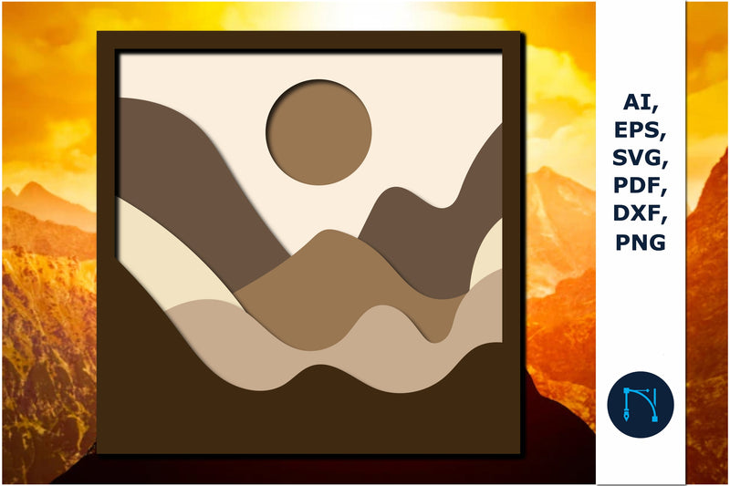 Layered Mountain, Wall art 3D for Cricut SVG MD JOYNAL ABDIN 