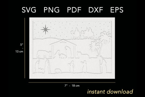 Layered Nativity Shadow Box Svg | 3D Christmas Light Box 3D Paper Lights & Silhouettes 