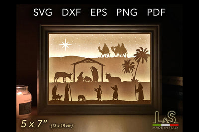 Layered Nativity Shadow Box Svg | 3D Christmas Light Box 3D Paper Lights & Silhouettes 