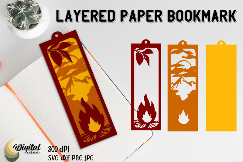 Standard Bookmark Paper Layered Paper Bookmark. Cute Printable Bookmark Paper Cut - So Fontsy