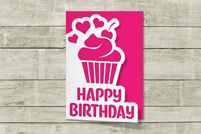Layered Papercut Birthday Card with Cupcake SVG SVG Risa Rocks It 