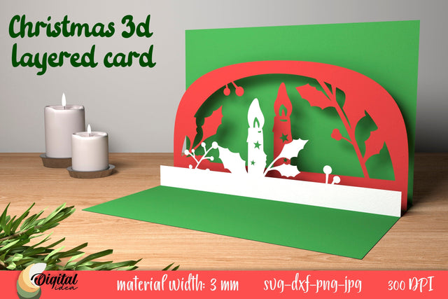 Layered Papercut Card 3D. Winter Silhouette. Christmas 3D Layered Card 3D Paper Evgenyia Guschina 