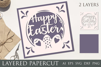 Layered papercut easter card svg 3D Paper AnastasiyaArtDesign 