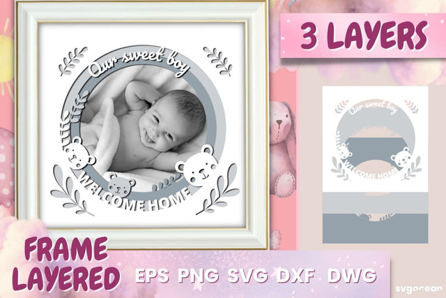 Layered Photo Frame Printable Svg | Papercut baby | Shadowbox SVG SvgOcean 