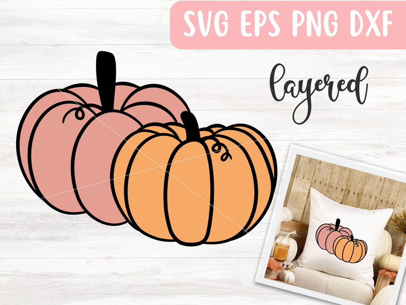 Layered Pumpkins SVG File for Cricut or Silhouette, Thanksgiving SVG Vector, Digital Download Commercial Use SVG Apple Grove Designs 