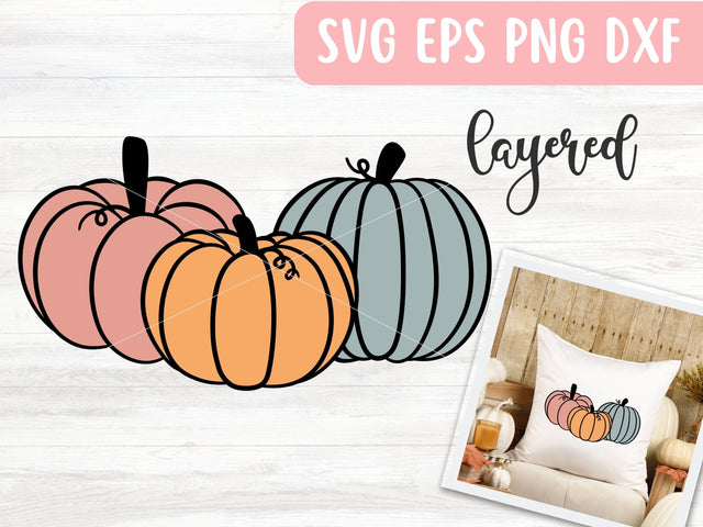 Layered Pumpkins SVG File for Cricut or Silhouette, Thanksgiving SVG Vector, Digital Download Commercial Use SVG Apple Grove Designs 