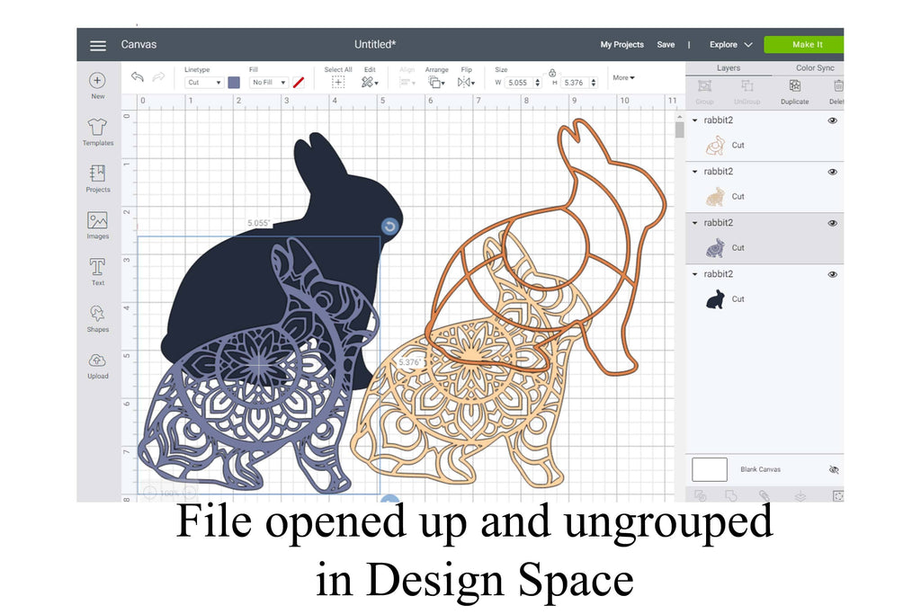 Layered Rabbit Mandala SVG - So Fontsy