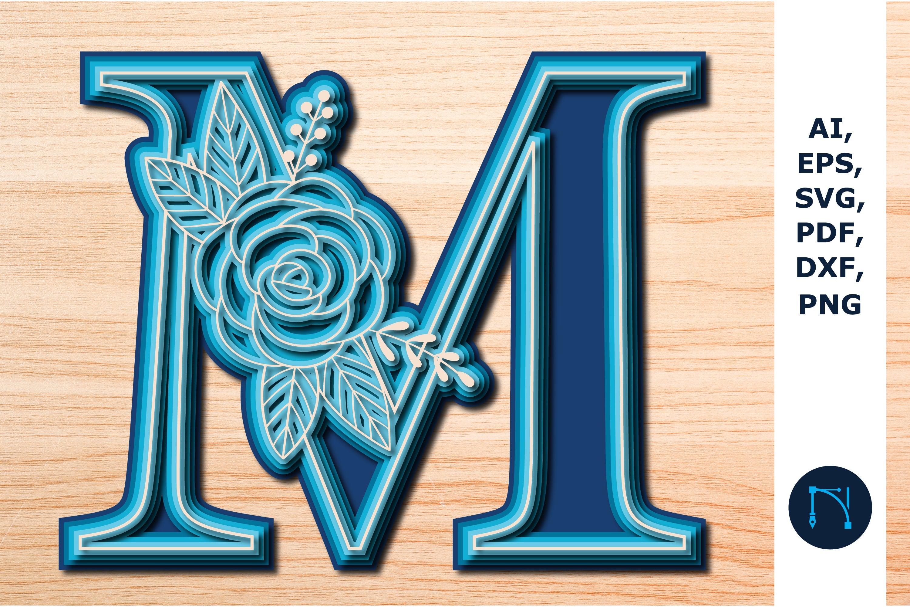 Letter M Flower Layer Monogram SVG File - So Fontsy