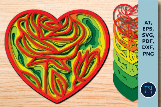 Layered Rose Heart Mandala SVG Files SVG MD JOYNAL ABDIN 