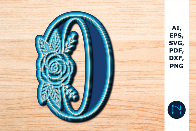 Layered Rose Number 0, 3D SVG cut file, laser-cut number, mandala number, 5 layer SVG MD JOYNAL ABDIN 