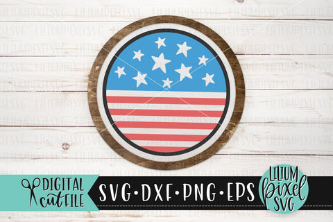 Layered Round America Flag Frame - Fourth of July SVG SVG Lilium Pixel SVG 