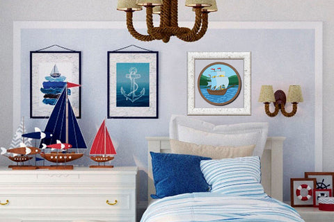 Layered sailing ship svg, Mountain veiw, Children's room decor 3D Paper LanaMagDigital 