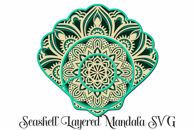Layered Seashell Mandala SVG - 4 Layers 3D Paper Digital Honeybee 