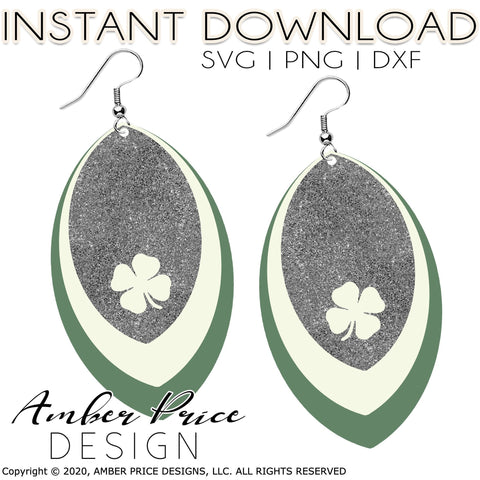 Layered Shamrock Earrings SVG PNG DXF | St Patrick's Day Irish Earrings SVG | Unique Shaped Template SVG Amber Price Design 