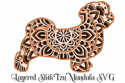 Layered Shih Tzu Mandala SVG SVG Digital Honeybee 
