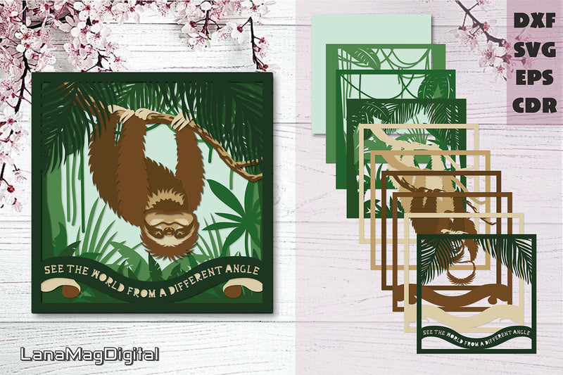 Layered sloth svg | Sloth 3D Papercut | Sloth quote svg 3D Paper LanaMagDigital 