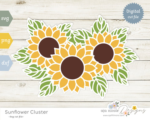 Layered Sunflower Cluster SVG Aja Nicole Designs 