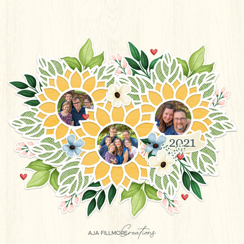 Layered Sunflower Cluster SVG Aja Nicole Designs 