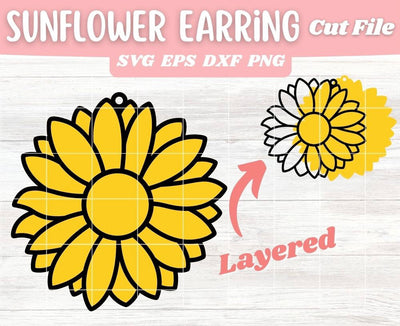 Layered Sunflower Round Earring SVG Cut File, Laser Earring Cut File for Glowforge SVG Apple Grove Designs 