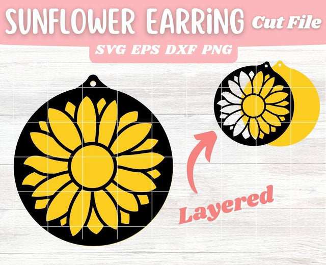 Layered Sunflower Round Earring SVG Cut File, Laser Earring Cut File for Glowforge SVG Apple Grove Designs 