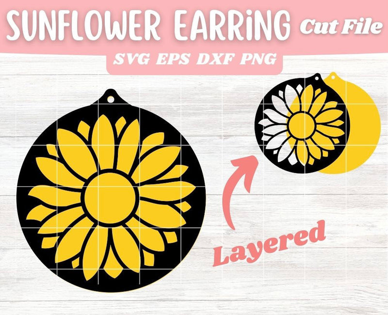 Layered Sunflower Round Earring SVG Cut File, Laser Earring Cut File for Glowforge SVG Apple Grove Designs 