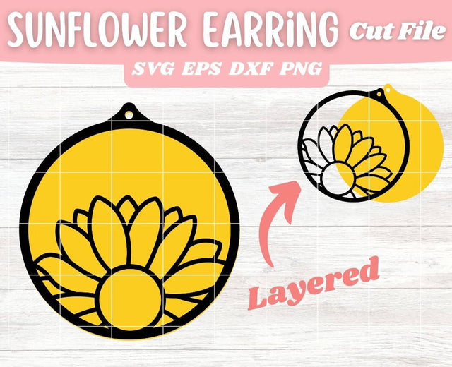 Layered Sunflower Round Earring SVG Cut File, Laser Earring Cut File for Glowforge SVG Apple Grove Designs 