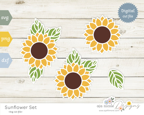 Layered Sunflower Set SVG Aja Nicole Designs 