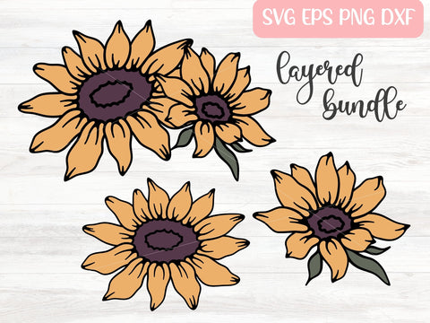 Layered Sunflower SVG, Floral Bunch SVG Cut File, Flowers Digital Download SVG Apple Grove Designs 