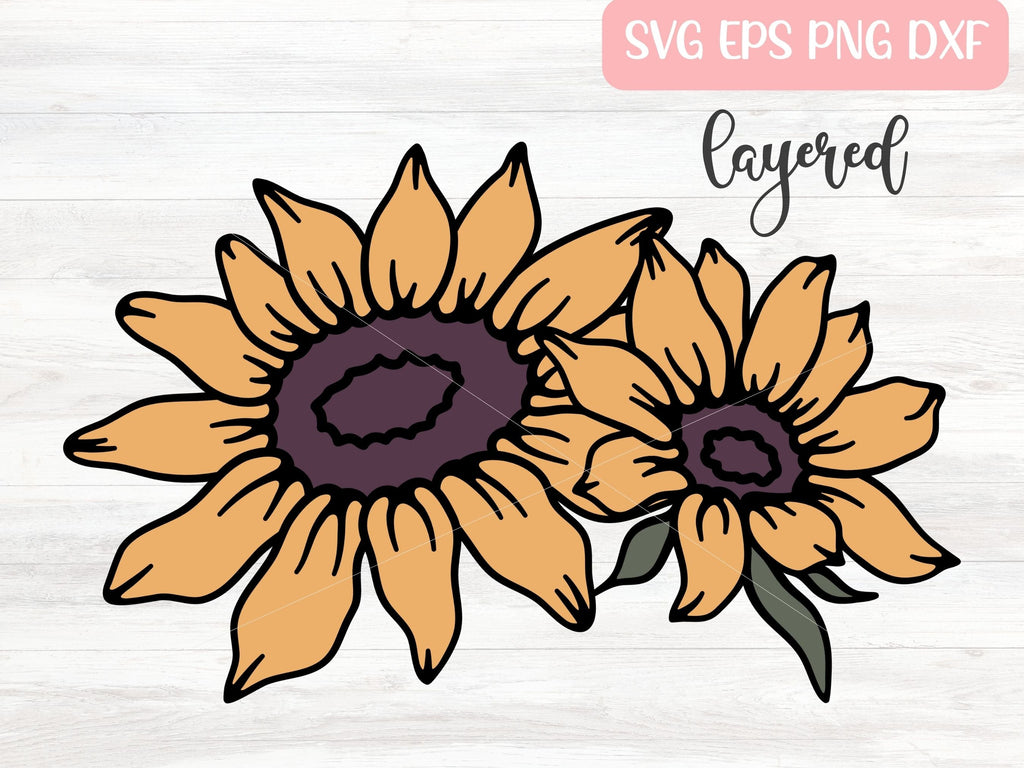 Layered Sunflower Svg, Floral Bunch Svg Cut File, Flowers Digital 