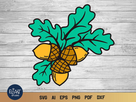 Layered SVG Acorn, Fall SVG, Oak Leaves SVG Vinyl Design. SVG Elinorka 