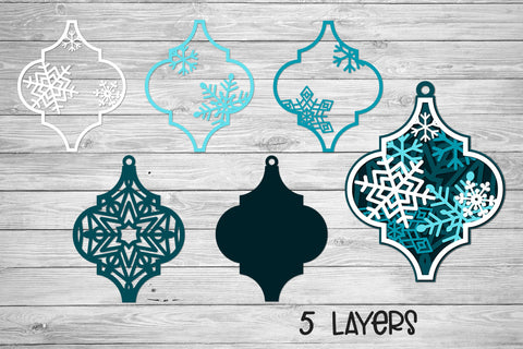 Layered SVG Christmas Ornament, 3d SVG Arabesque Tile Ornament, Winter Decoration. 3D Paper Elinorka 